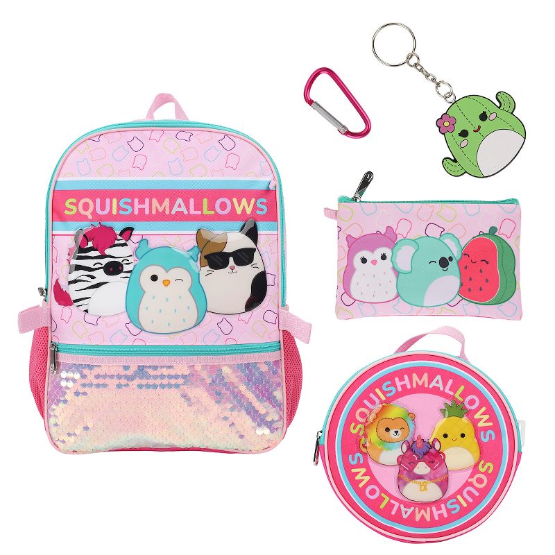 Squishmallows Crew 5 PC Youth Backpack Set, 1 of 7