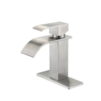 LunaLulink Brushed Nickel Waterfall Spout Single Handle Bathroom Sink Faucet