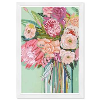 15" x 21" Springtime Florals Framed Wall Art Print Green - Botanical Giclée, Modern Decor, Hand-Curated, US-Made - Wynwood Studio
