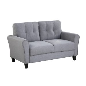 LOVMOR 57.5" Modern Living Room Loveseat Linen Upholstered Couch Furniture for Home or Office - 1 of 4
