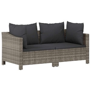 vidaXL Modern Patio Lounge Set, 2 Piece, Durable Poly Rattan Material, Comfort Seat with Cushions, Lightweight and Easy to Assemble - Gray - 1 of 4