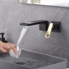 Sumerain Waterfall Brass Wall Mount Bathroom Sink Faucet, Vanities Faucets, Black and Gold - 4 of 4
