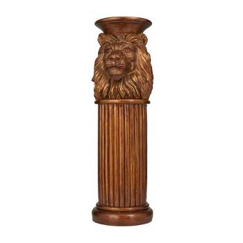 Traditional Polystone Lion Pedestal Table Bronze - Olivia & May