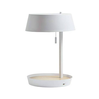 18" Hagen Table Lamp with Concave Tray with USB Port (Includes LED Light Bulb) Matte White - Globe Electric