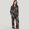 Anna-Kaci Lounge Women's Animal Print Woven Pajama Set with Button Front Long Sleeve Top and Relaxed Fit Pants - 2 of 4