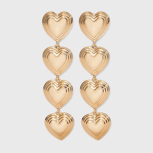 Sugarfix by Baublebar Heart Drop Statement Earrings - Gold