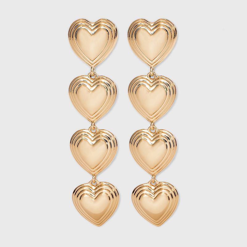 SUGARFIX by BaubleBar Heart Drop Statement Earrings - Gold, 1 of 4