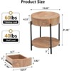 2-Tier Round End Table Nightstand Wood Side Table with Drawer Accent Bedside Farmhouse Tables for Living Room, Bedroom and Small Spaces - 3 of 4