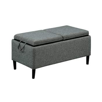 Breighton Home Designs4Comfort Magnolia Storage Ottoman with Reversible Trays Light Charcoal Gray Fabric