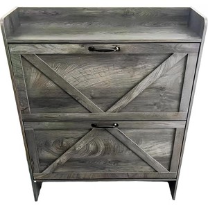 Shoe Storage Cabinet with 2 Flip Drawers, Entryway Slim Shoe Rack, Freestanding Hidden Shoe Organizer Cabinet with Metal Legs - 1 of 1