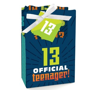 Big Dot of Happiness Boy 13th Birthday - Official Teenager Birthday Party Favor Boxes - Set of 12 - 1 of 4