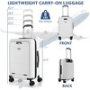 Costway 20'' Carry-on Luggage PC Hardside Suitcase TSA Lock with Front Pocket & USB Port Navy/White - 3 of 4