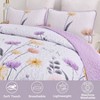 King Size Floral Quilt Set, 3 Pieces Purple Yellow Botanical Bedding for All Seasons - 2 of 4