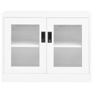 vidaXL Office Cabinet White Steel, tempered glass Medium Office Cabinet - 1 of 4