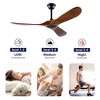 52 Inch Solid Wood Ceiling Fan With Remote, Modern Farmhouse Ceiling Fan With Reversible DC Motor For Bedroom, Living Room Study Room - 4 of 4