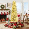 KRISRATE 6FT Prelit Snow Flocked Pencil Slim Christmas Tree, 500 PVC Branch Tips, 250 Warm White Lights,Metal Stand and Hinged Branches,8 Flash Modes - 4 of 4