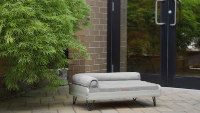 Asher Small to Medium Silver Wooden Elevated Pet Bed with Mattress