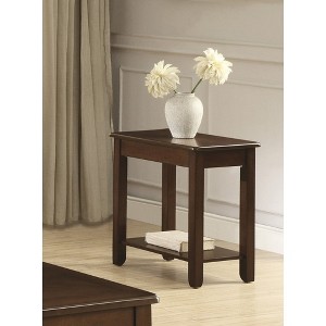 Chic Crate - Contemporary Wood Chairside Table Dark Cherry Finish with Shelf Storage for Living Room Wooden Furniture Side End Table 1pc - 1 of 4