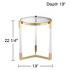 55 Downing Street Glam Acrylic Round Accent Table 19" Wide Clear Glass Tabletop Gold for Living Room Home House Balcony Office - 4 of 4
