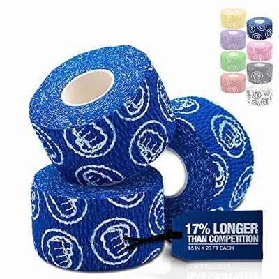WOD Nation Bulk 3-Pack Weightlifting Hook Grip Tape, Comfortable & Stretchy Athletic Thumb Tape for Exercise (23ft Per Roll)- Blue