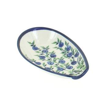 Blue Rose Polish Pottery Porcelain Vine Small Spoon Rest