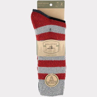 Signature Gold by GOLDTOE Men's Boucle Nep Striped Boots Socks 2pk - Gray/Black 6-12.5
