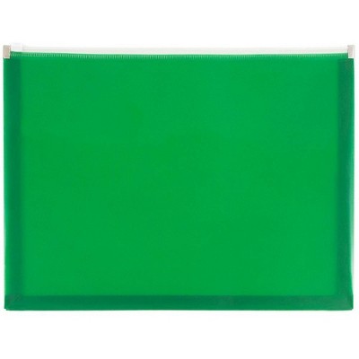 JAM Paper 12pk Plastic Envelopes with Zip Closure - Letter Booklet - 9 3/4 x 13 - Green