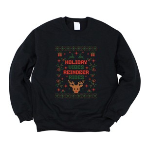 Holiday Vibes Reindeer Rides Ugly Sweater - Women's Graphic Sweatshirt - 1 of 4