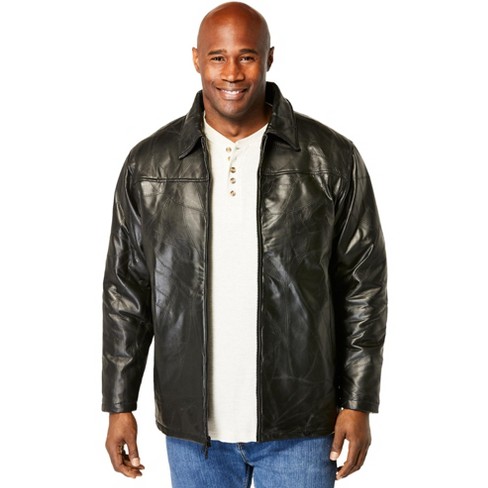 KingSize Men's Big & Tall Embossed Leather Jacket - Tall - 6XL, Black