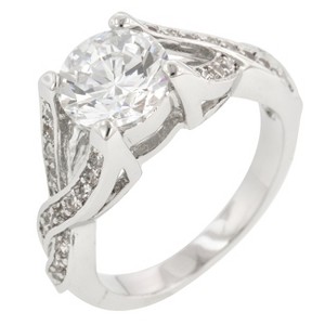 Slickblue Brilliant Twist Engagement Ring, 4.5 Ct. Round CZ, Pave Setting, Women’s Bridal Jewelry, Sizes 5-10 - 1 of 4