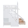 PAGED Wooden Castle Bunk Bed Loft Bed, Twin over Twin Bed Frame with Drawers, Shelves, Slide, Stairs and Guardrail for Kids, Teens - 3 of 4