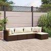 vidaXL Patio Lounge Set with Cushions Sectional Sofa Garden Backyard Poly Rattan - Brown and Cream 5 Piece - 2 of 4