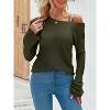 Imily Bela Lightweight Sheer Knit Pullover Womens Long Sleeve Boat Neck Blouse for Casual Wear - 4 of 4