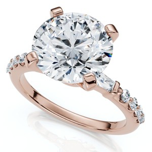 Pompeii3 Certified 3Ct Diamond & Baguette Accent Diamond Ring 14k Gold or Pt Lab Created - 1 of 4