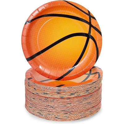 Blue Panda 80-Pack Basketball Party Supplies, Sports Theme Disposable Paper Dessert Plates for Kids Birthday 7"