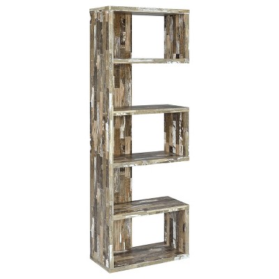 Rustic Salvaged Cabin Brown Wooden 5-Tier Bookcase