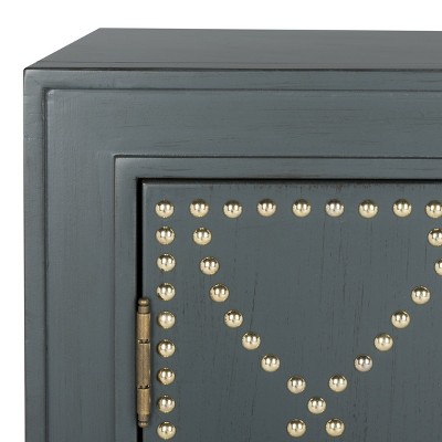 Steel Teal and Gold 2-Door Accent Cabinet with Mirror Panels