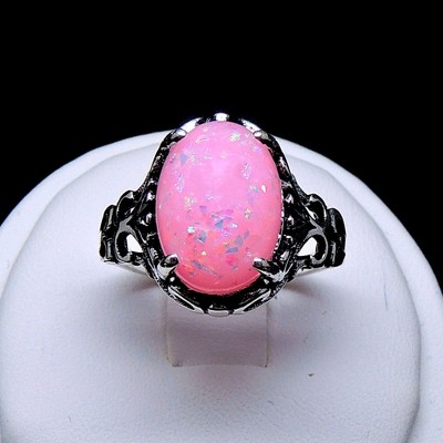 Sahara Statement Ring Oval Pink Fire Opal Women Ginger Lyne Collection - image 5