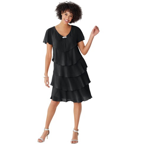 Woman Within Women's Plus Size Three-tier Dress - 30 W, Black : Target