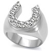 Slickblue Men’s Polished Stainless Steel Ring, Horseshoe Design with Clear Crystals, Fashion Ring, Sizes 8-14 - 2 of 4