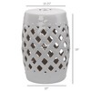 XIYUYEU 13" x 18" Decorative Patio End Table, Ceramic Garden Stool, Outdoor Side Table with Woven Lattice Design & Glazed Strong Materials, White - 3 of 4