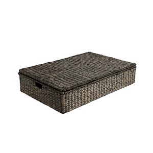 happimess Holden 30" Classic Costal Hand-Woven Hyacinth Wicker Under Bed Storage Basket with Lid - 1 of 4