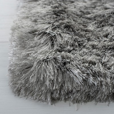 Silver 4' x 4' Square Hand-Tufted Shag Area Rug