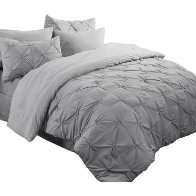 Bedsure | 5/7 Pcs Bed in a Bag Solid Diamond Pintuck Bedding Set for All Season