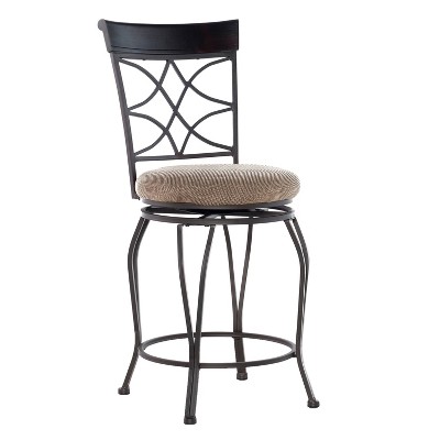 Curves 24" Counter Height Barstool Metal/Brown - Linon