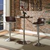 Acme Furniture 22" Brancaster Grain Leather Barstool Vintage Brown/Aluminum: No Assembly, Adjustable Height - 2 of 4