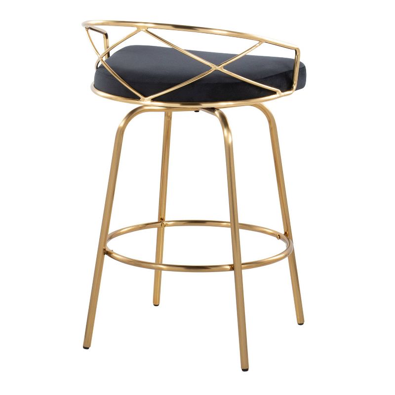Set of 2 Charlotte Counter Height Barstools Gold/Black - LumiSource, 5 of 11