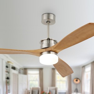 Bella Depot 52" Solid Wood Ceiling Fan with Dimmable Light and Remote 6-speed Reversible - 1 of 4