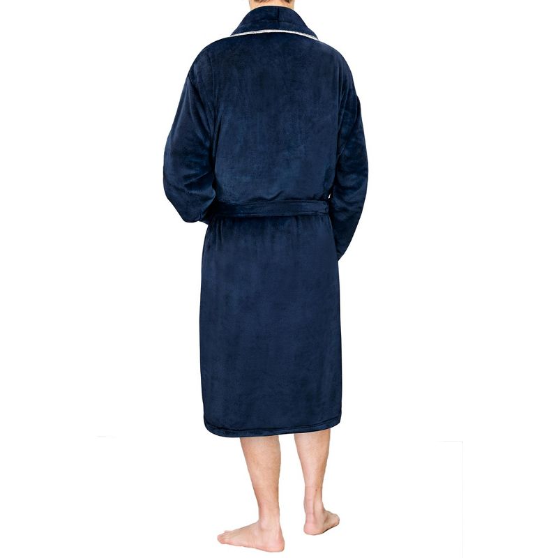 PAVILIA Mens Soft Robe, Plush Warm Bathrobe for Men, Long Spa Fleece Flannel with Shawl Collar, Pockets, Trim Piping, 2 of 8
