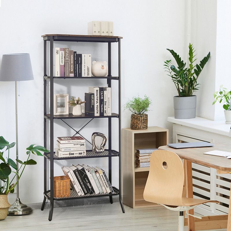 Costway 5 Tier Bookshelf Standing Storage Shelf Unit for Kitchen Living Room Office, 4 of 11